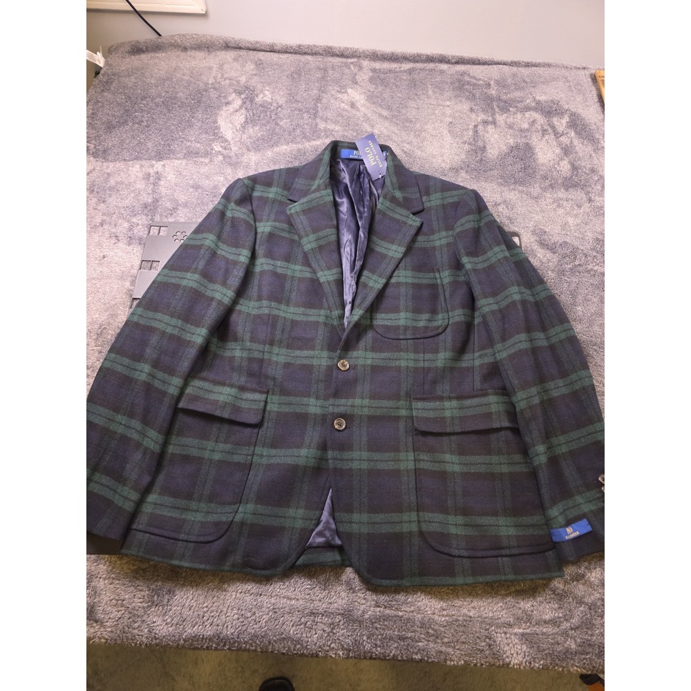 Polo Ralph Lauren Blackwatch Tartan Plaid Jacket Mens 40S Blazer Wool Blend